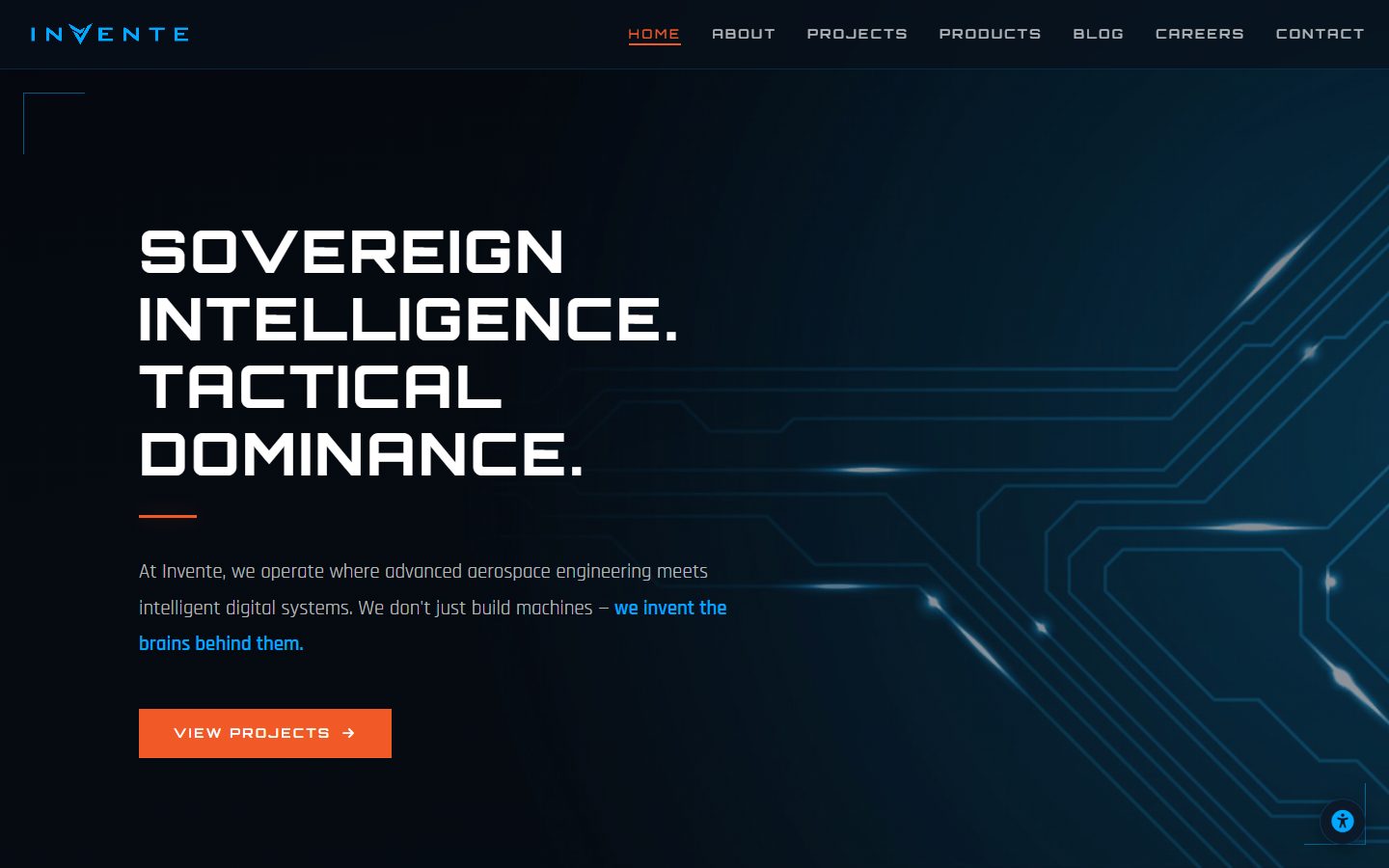 Invente website homepage