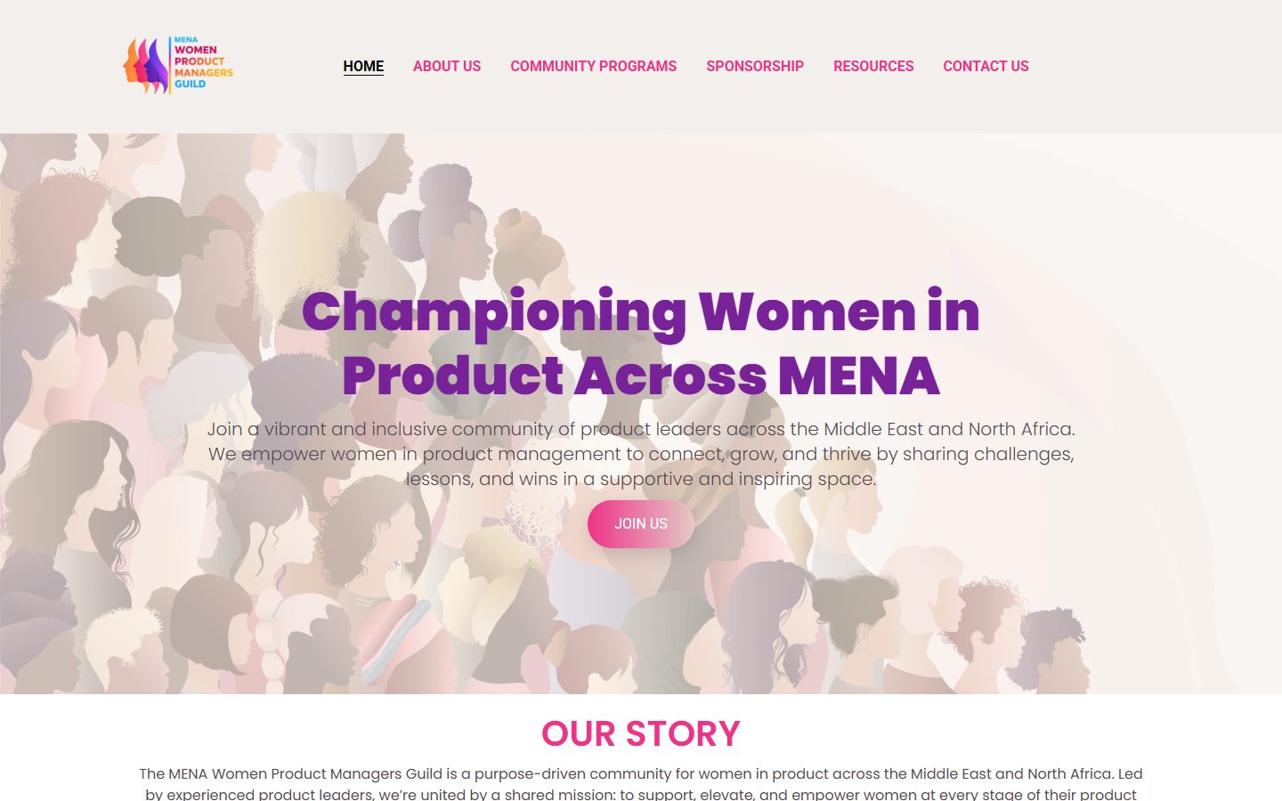MENA Women Product Managers Guild website homepage