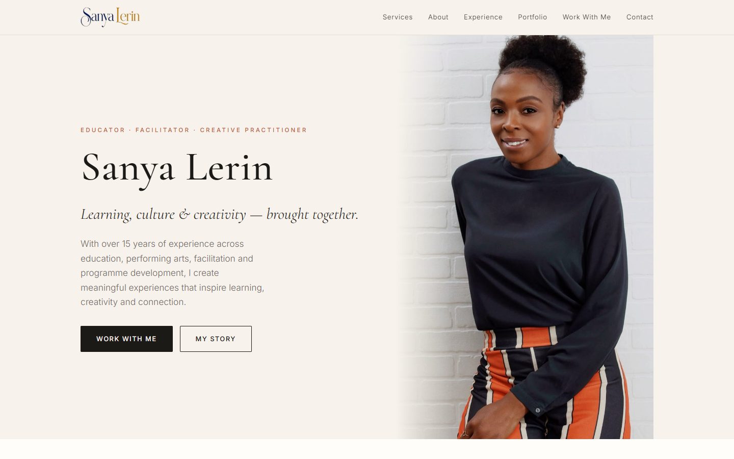 Sanya Lerin website homepage