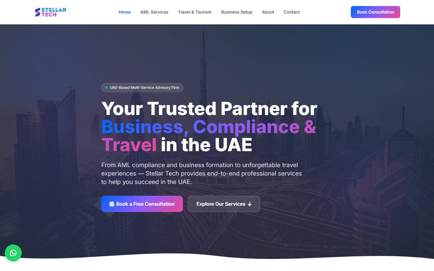 Stellar Tech website homepage