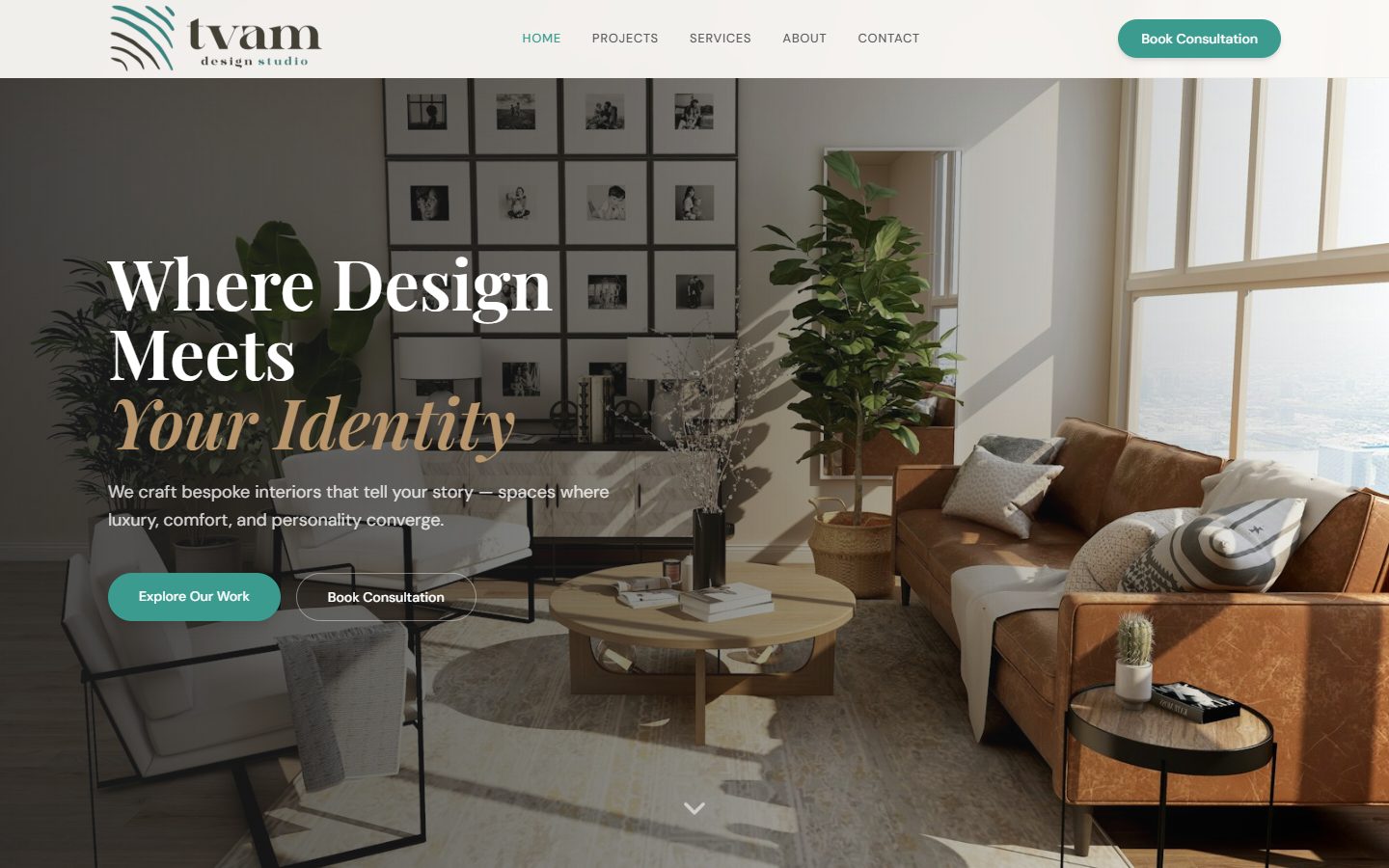 Tvam Design Studio website homepage